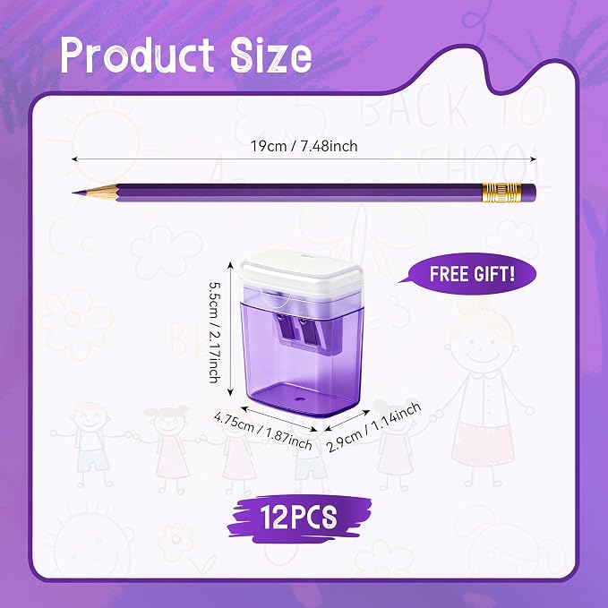 12 Pcs Purple Pencils with Eraser for Kids HB Erasable Pencils Pre-Sharpened Professional Wooden Pencils Set with Smooth Lead Cores, Ideal for School Drawing, Sketching, Coloring and Creative Projects