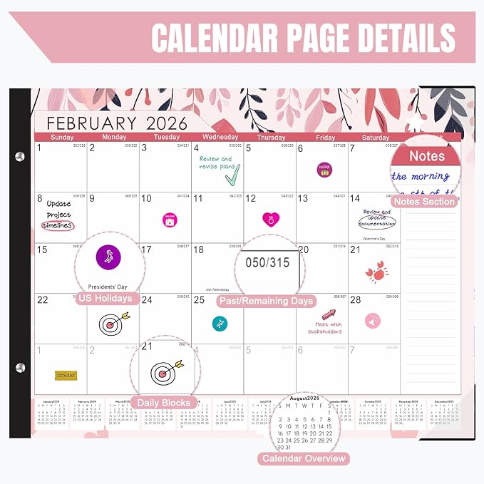 Gannyfer Desk Calendar 2026-2027, 18-Month Large Desk Calendar, July 2026 to December 2027, 22" x 17" Desktop Pad Calendar, Perfect for Home, School, or Office (6 Stickers Included)