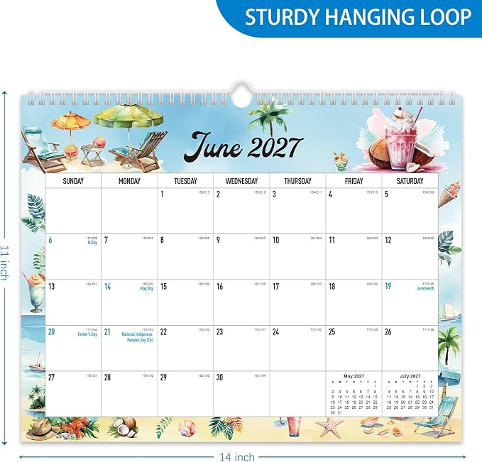 2026-2027 Wall Calendar - 18 Months Wall Calendar 2026-2027 with Thick Paper, Jul 2026 - Dec 2027, 14" x 11", Twin-Wire Binding, Home or Office Calendar for Easy Organizing