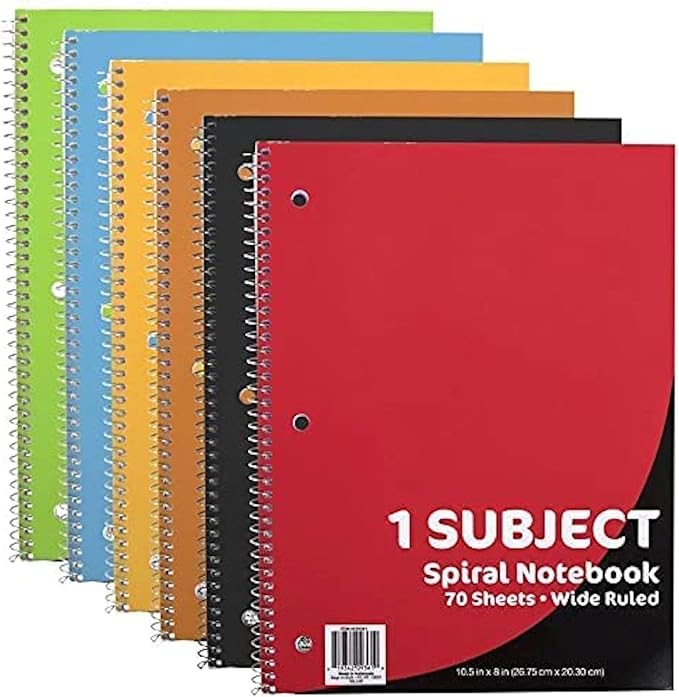 Trail maker Bulk Notebooks (50 Pack), One Subject Notebooks Wide Ruled, 140 Pages (70 Sheets),Spiral Bulk Notebooks for Kids, School Supplies, Journaling, Note Taking, Students, and Work