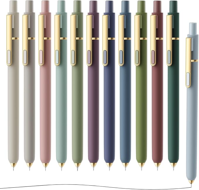 SUNEE Gel Pens, 12 Pack 0.5mm Pens Fine Point Smooth Writing Pens with Quick-Dry Black Ink, Cute Aesthetic School Office Note-Taking Pens for Journaling - Assorted