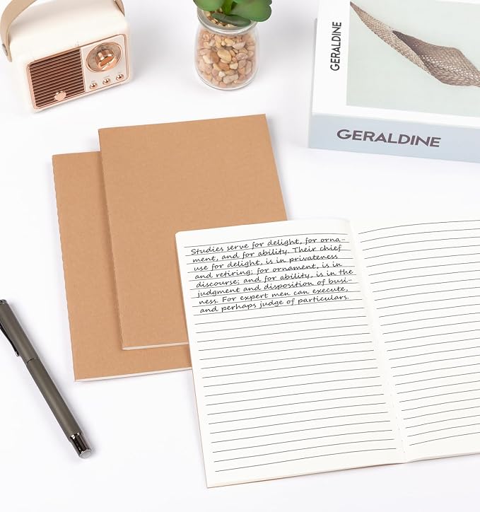 24 Pack A5 Ruled Lined Kraft Notebooks Bulk, Journaling Notebooks, A5 Lined College Ruled Notebook, 8.3x5.5 Inches 60 Pages Travel Journal Notebooks Set for Work, School, Writing