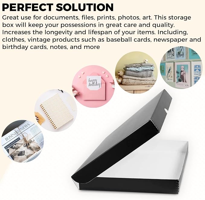 Golden State Art, Clamshell Archival Folio Storage Box 11x17 Inch, Black | Acid-Free Photo Box with Metal Edge Corner, Preserve And Store Paper Documents Cards Prints Arts and Crafts DIY Projects