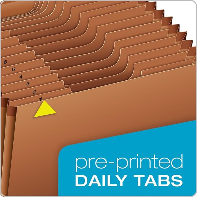 Globe Weis Globe-Weis/Pendaflex Heavy Duty 31-Pocket Expanding File with Flap, 1-31 Index, Letter Size, Brown, (R117DLHD) (Pack of 5)