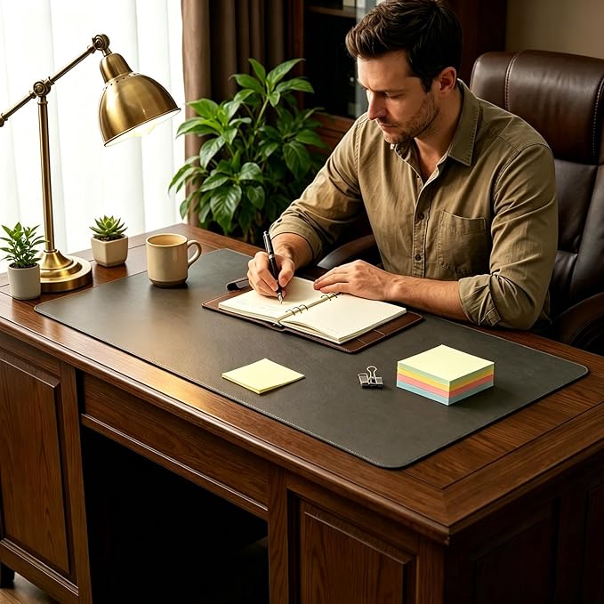 Non-Slip Desk Pad,Desk mat,Mouse Pad,Office Desk mat,Waterproof PU Leather Desk Blotter Mat,Laptop Desk Pad,Desk Writing Pad for Office and Home (Dark Gray, 26'' x 42.95'')