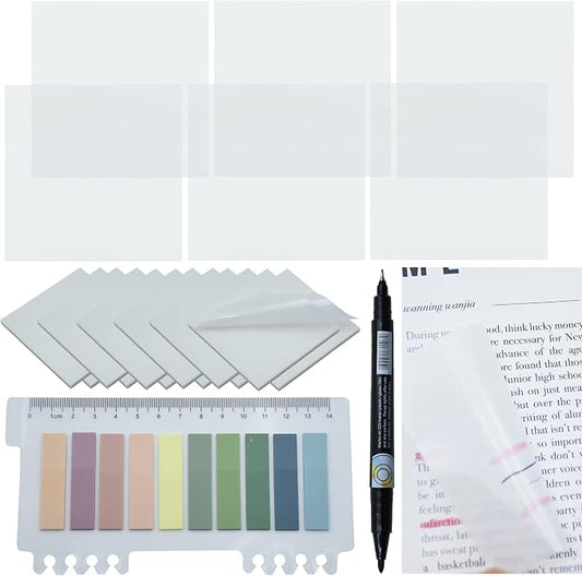 YOUDEFUL 800Pcs Transparent Sticky Notes, 3"x3" Clear Sticky Notes, Waterproof Translucent Sticky Note Pads for Books Annotation, Clear Post it Notes for Bible Study, School, Office（White）
