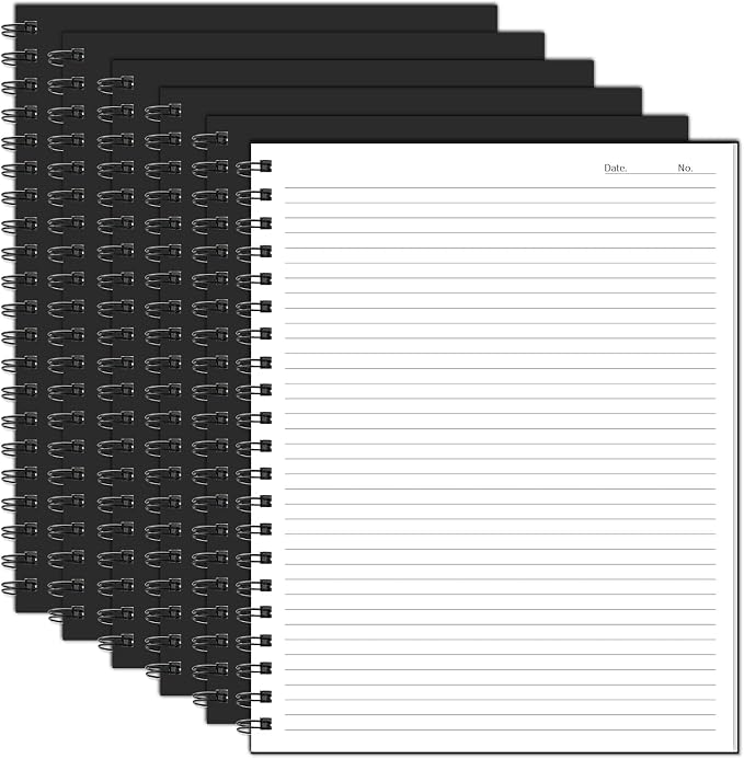 Lined Spiral Notebook A4 Large Journal 8.5" x 11",6 Pack 7mm College Ruled Hardcover Notebooks 160 Pages 100GSM Thick Paper for Note Taking School Office Supplies
