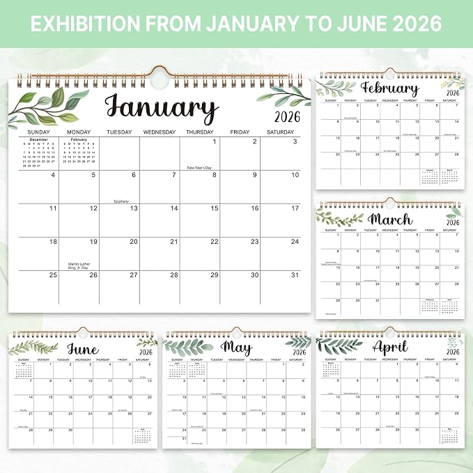 Comix 2026 Wall Calendar 14x11 Inch- 12 Monthly Calendar, January 2026 to December 2026, 2026 Hanging Calendar with Spiral Binding Week Numbers, Ideal for School,Office and Home, Macaron Color