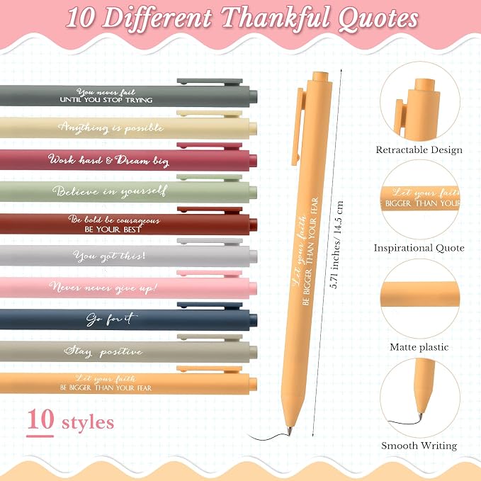 Fulmoon 200 Pcs Motivational Pens Inspirational Notebooks Gifts Bulk Inspirational Ballpoint Pen Small Note Pads Appreciation Gifts for Employee Nurse Volunteer Teacher Back to School (Colorful)