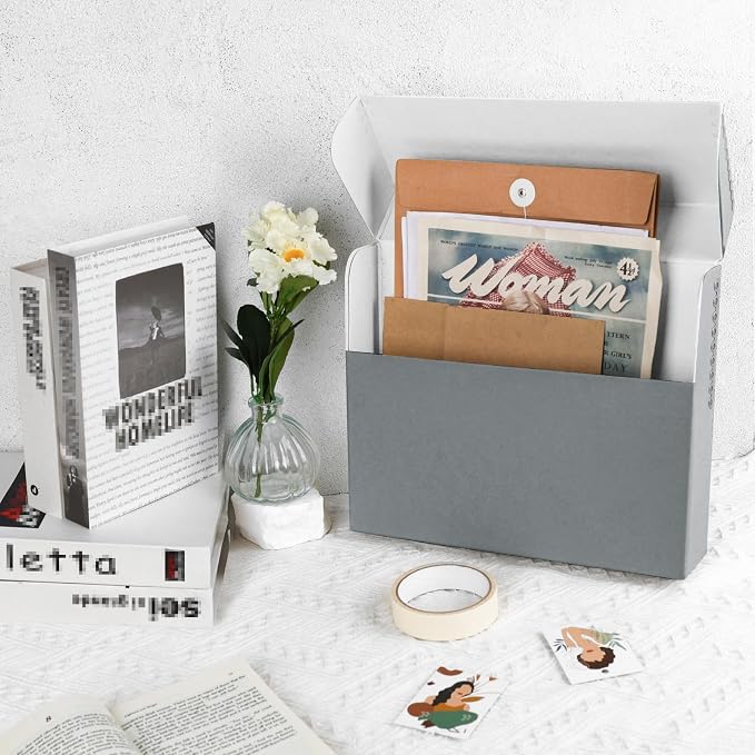 Lineco Archival Document Storage Box, Gray, 15.5" x 10.5" x 2.5" | Legal-Sized, Metal Edge, Acid-Free Boxboard Case, Organize Files, Prints, Photos, Pack of 2