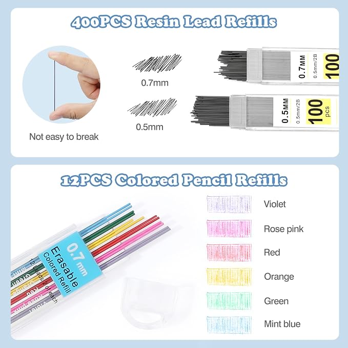 MoKo Pencil Case with Supplies, 60Pcs Aesthetic School Set, Green | Includes highlighters, gel and ballpoint pens, mechanical pencils, refills, sticky notes, correction tapes and rulers.