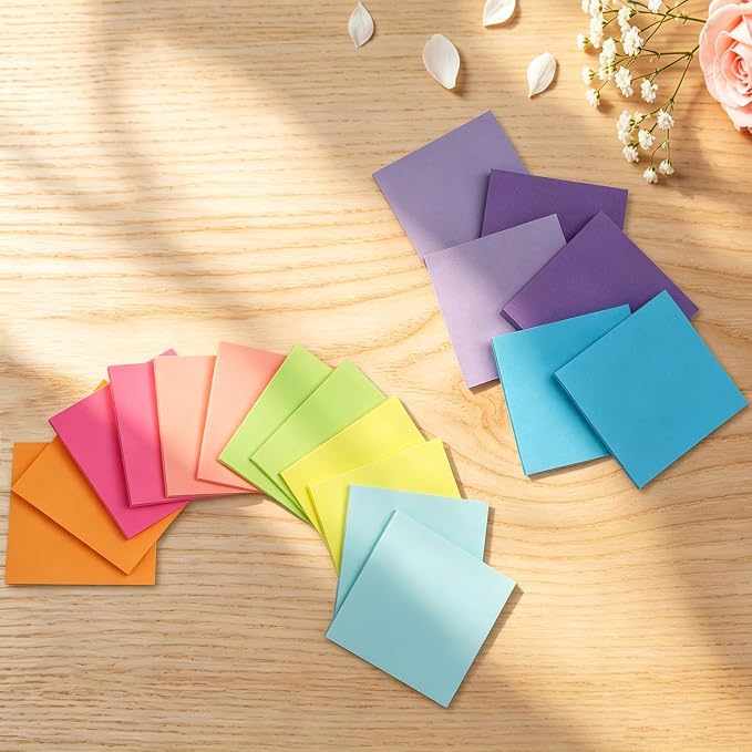 Sticky Notes, Sticky Notes 3x3 Large 18 Pads 9 Colors Self-Stick Stickies Note Pads 50 Sheets Teacher Back to School Supplies and Oﬃce Products