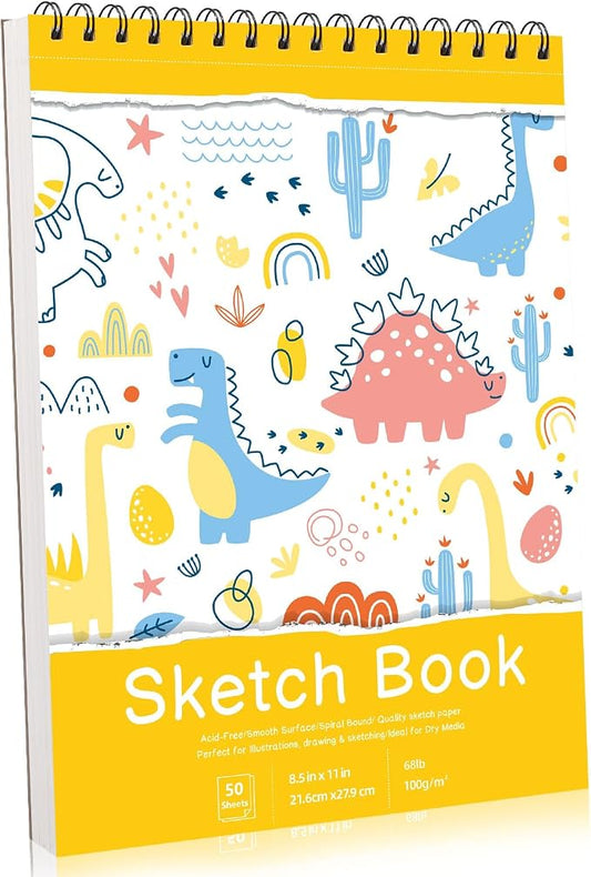 Sketch Book 8.5×11 inch, Spiral Bound Sketch Pad 50 Sheets (68lb/100gsm), Acid-Free Sketchbook for Drawing Painting Sketching, Art Paper Drawing Supplies for Teens Adults Artists Ideal Gifts