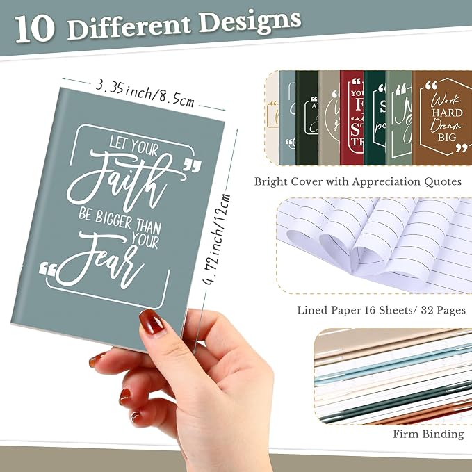 Fulmoon 30 Pcs Mini Notebooks Bulk Small Inspirational Pocket Notebooks Mini Journals Bulk Employee Appreciation Gifts Motivational Notepads for First Day of School Teacher Coworkers (Joyous Colors)
