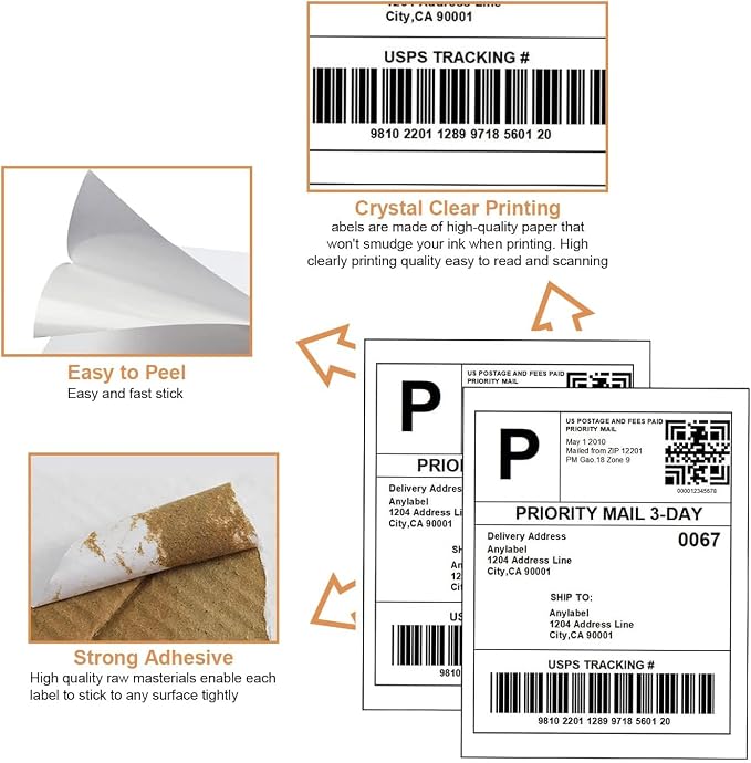 Full Sheet Labels 8.5 X 11, White Matte Sticker Paper, Laser/Inkjet Printing, 2000 Sheets, 2000 Labels, 1 Up Shipping Mailing Address Storage Bin Labels Stickers 8-1/2" x 11"