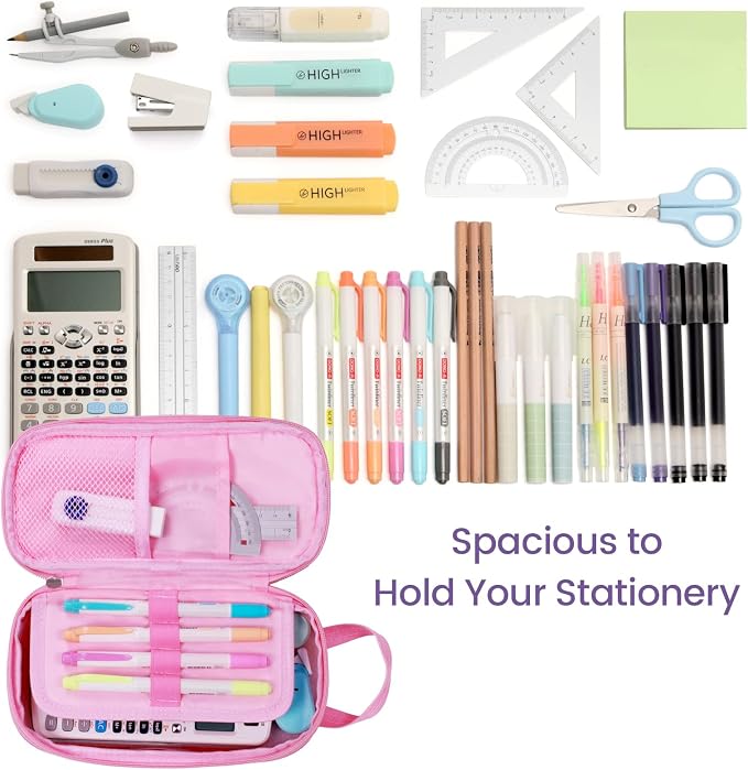 Bagseri 2 Pack Pencil Case for Girls - Expandable Cute Pencil Pouch for Kids Large Capacity Pencil Bag Organizer for School (Purple Mermaid and Pink Unicorn)