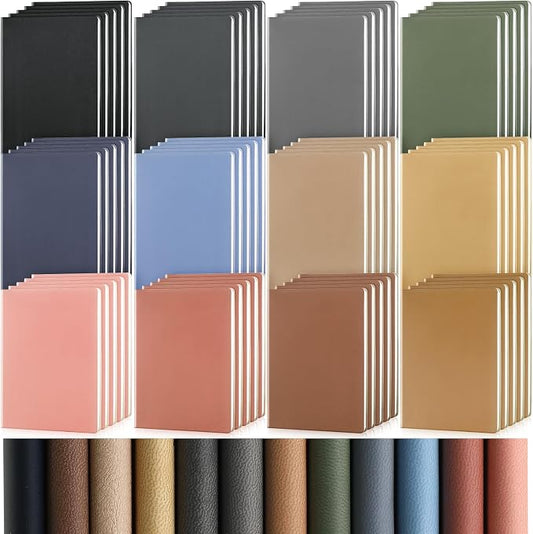 PerKoop 60 Pcs A5 PU Leather Journals for Laser Engraving, 8.1 x 5.6 Inch Lined Notebook Blanks 128 Pages, Lay Flat Ruled Writing Notebooks for DIY Crafting Office School Gifts (Morandi Color)