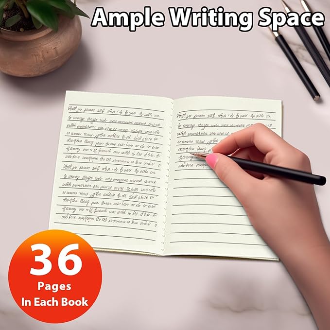 24 Pack Small Notebook, 3.5x5" 36 Lined Page Pocket Notebook Journals Bulk | Brown Mini Notebook Soft Cover Kraft Note Pads Small Journal for Kids for Party Favors Church Gifts Writing Drawing