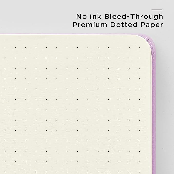 &And Per Se Dotted Journal Notebook, A5 Hardcover Aesthetic Dotted Notebook – 160 Pages 100gsm Thick Dot Grid Paper, 3 Sticker Sheets – Gift-Ready Journaling Kit for Women (Lavender)