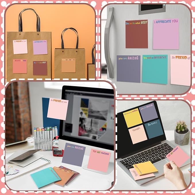 Yinder 24 Pcs Inspirational Sticky Notes, Back to School Supplies, Cute Motivational Sticky Notes Pad Employee Appreciation Gifts Bulk for Teacher Coworker Office 3 x 3'' (Thank You,Vintage Style)