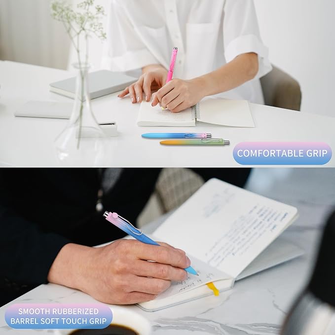 WY WENYUAN Cute Pens, Pastel Ballpoint Pens Bulk, Fine Point Smooth Writing Pens, Colorful Pens, Black Ink 1.0 mm Journaling Pen, Office Supplies for Women & Men, Note Taking