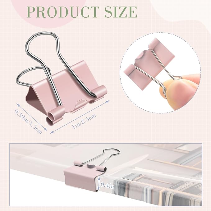 Jetec 500 Pieces 1 Inch Pastel Binder Clips Medium Colorful Paper Clamps Metal Paper Clips for Teachers Students Classroom Business Office and School Office Supplies