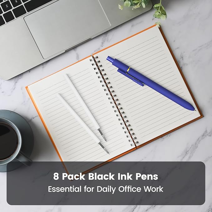 8 Pack Gel Pens, Black Ink Quick-Drying No Smudge with Fidget | 0.7mm Fine Point, Smooth Writing, Long-Lasting Ink, Stress Relief Pens for Journaling, School Office, Gift for Women Men
