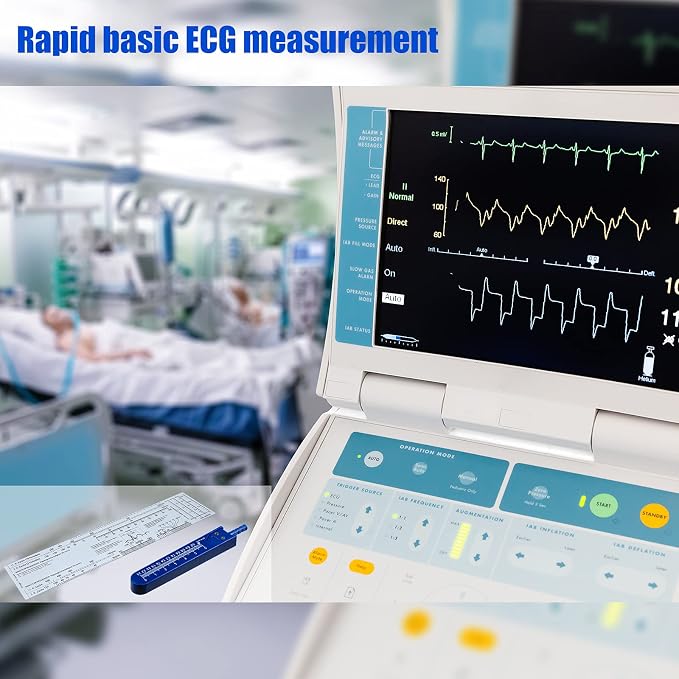 Tondiamo 2 Pack EKG Calipers EKG Ruler Card Combination Set ECG Drafting Electrocardiographs Measuring Tool for Doctors, Nurses, Medical Student(Black and Blue)