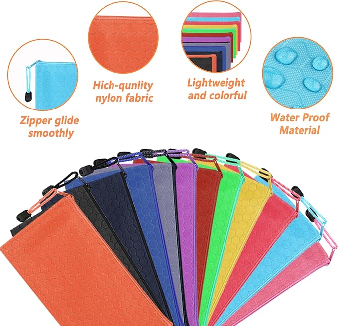 60pcs Pencil Pouch Bulk,Zipper Pouches,Waterproof Pencil Bags, Small Organizing Bags in 12 Colors for Classroom,Office Supplies Storage and Travel Accessories