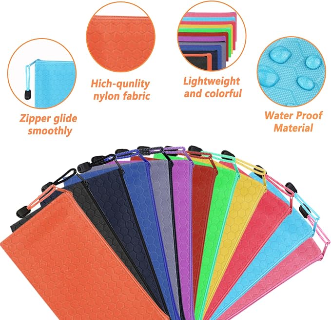 48pcs Pencil Pouch Bulk,Zipper Pouches,Waterproof Pencil Bags, Small Organizing Bags in 12 Colors for Classroom,Office Supplies Storage and Travel Accessories
