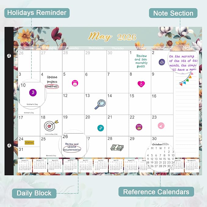 Gannyfer Desk Calendar 2026-2027 - 18 Month Large Desk Calendar 2026, Use January 2026 to June 2027, 22" x 17" Desktop Pad Calendar, Office Supplies Perfect for Planning and Organizing In Your Home, School or Office(6 Stickers Included)