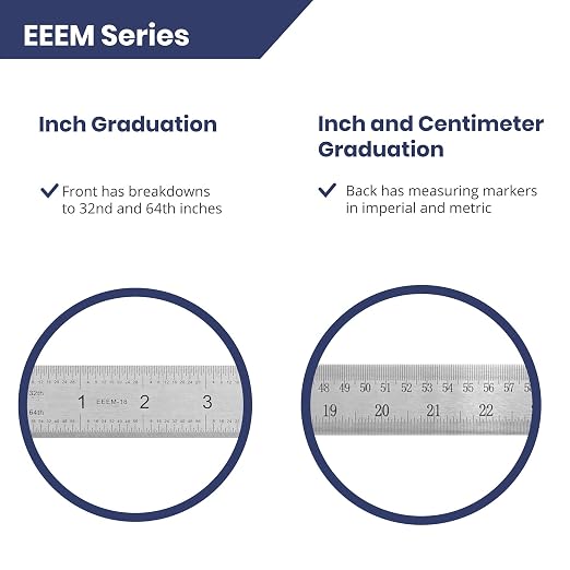 Pacific Arc Stainless Steel Ruler Inch and Metric, with 32nd and 64th Graduations, 48 Inches