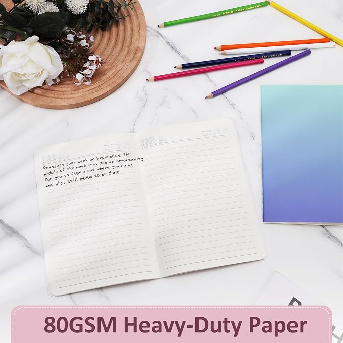 Ddaowanx Notebooks,Lined Paper Journals in Bulk, 72 Pages, 36 Sheets, 80GSM, 8.3x5.5 Inch, A5 Size, Travel Writing Notebooks for Office School Supplies (Lined-24pack, Gradient)