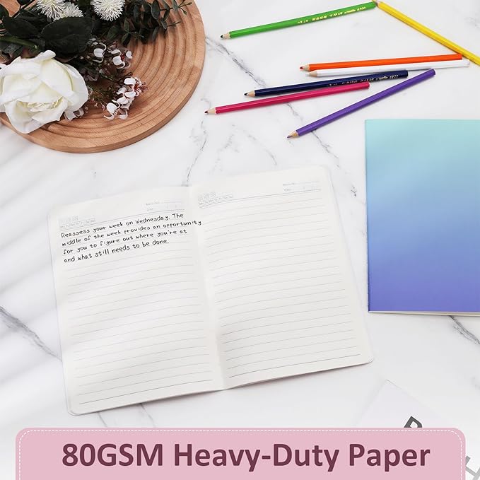 Ddaowanx Kraft Notebooks, Journals in Bulk, Lined Paper, 72 Pages, 36 Sheets, 80GSM, 8.3x5.5 Inch, A5 Size, Travel Writing Notebook for Office School Supplies (Lined-48pack, Gradient)