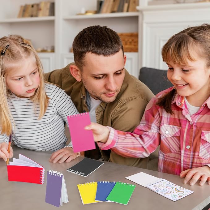 24 Pack Mini Notebooks for Kids Small Spiral Journal Notepads Party Favor | 3.9x2.4 Colorful Pocket Writing Memo Note Pads with 15 Lined Pages for Men Women Work Home Office Classroom Travel Supplies