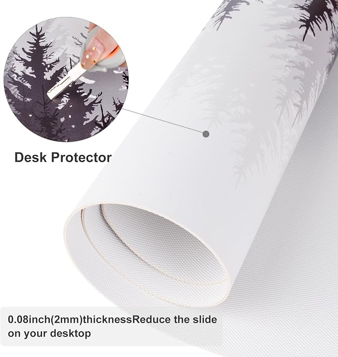 Colorful Star Waterproof Leather Large Dark Forest Desk Pad, 31.5" x 15.7" | Keyboard Desk Mat and Gaming Mouse Pads for Office, Desk Décor Non-Slip Blotter Writing Pad, Desk Accessories for Women Men