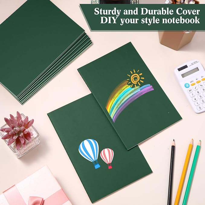 Mimorou 100 Pcs Journals Notebooks Bulk - Kraft Softcover A5 Small Notebooks 5.5 Inch x 8.3 Inch Notepads with 60 Page 30 Sheet for Writing Sketch Travel Office Supplies (Green,Unlined)
