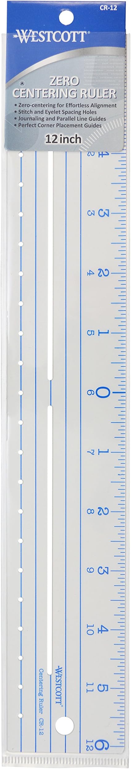 Westcott CR-12 Plastic Ruler 12"-Zero Centering