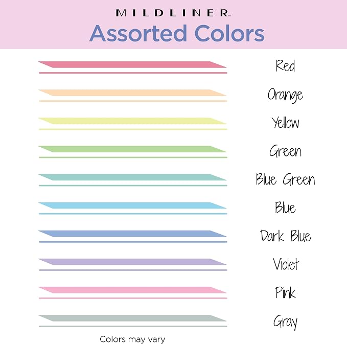 Zebra Pen Mildliner Dual-Tip Highlighter Marker Set, Broad and Fine Tips, No Bleed, Ideal for Bible Highlighting, Journaling and Note-Taking, Fluorescent and Cool Ink Colors, 10-Pack (78101)