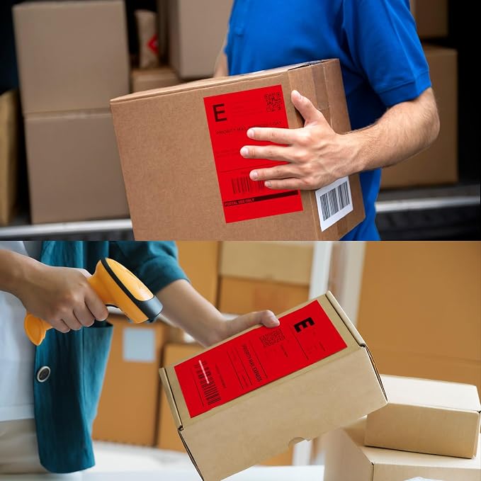 Half-Sheet Printable Shipping Labels- 5 1/2 x 8 1/2- Matte Red Mailing Labels- Laser/Inkjet Compatible - 50/Pack
