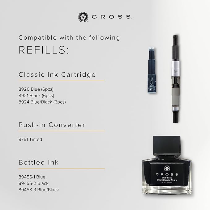 Cross Bailey Light Polished White Resin Extra-Fine Nib Fountain Pen - Professional Pen for Effortless Writing - Journaling, Note-Taking & More - Black Ink - Easy Handling - Includes Gift Box