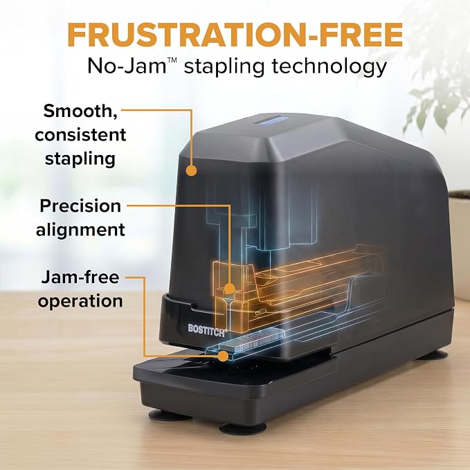 Bostitch Office Impulse Heavy Duty Electric Stapler Value Pack, 45 Sheet Capacity, Includes 5,000 Staples, No-Jam, Faster Stapling, Black