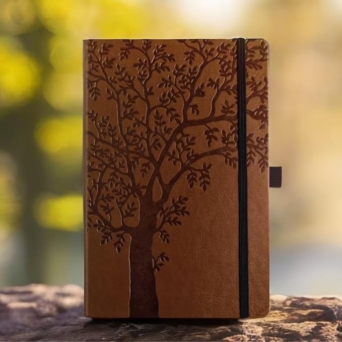 RICCO BELLO Lined Journal Notebook, Art Tree, Faux Leather Hardcover | With Pen Holder, College Ruled, 96 Sheets / 192 Pages, 5.7 x 8.4 Inches, For Work & Notes