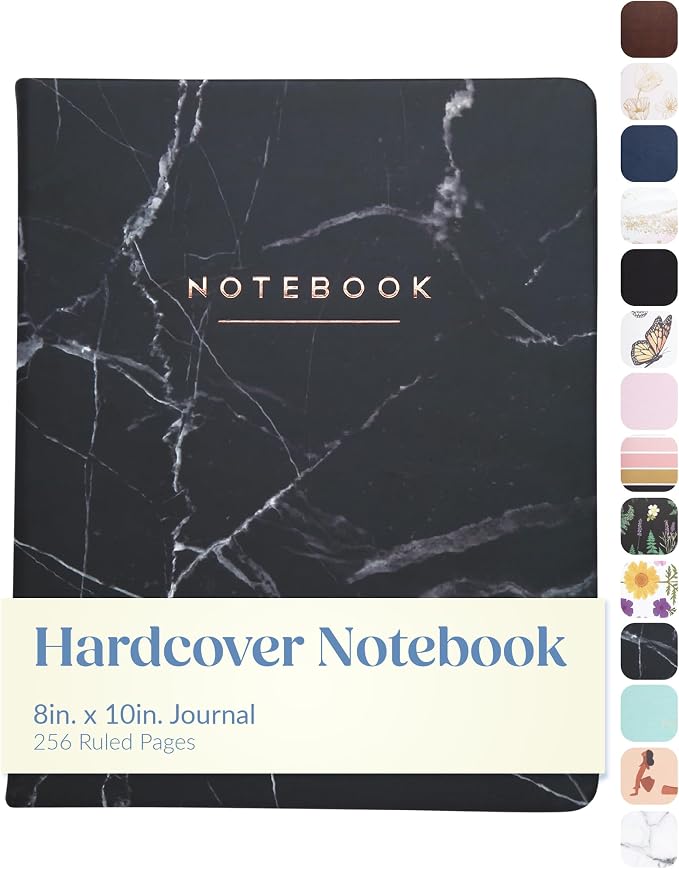 WORLD TRAVELER Large Lined Journal Notebook 256 Ruled White & Ivory Pages | Lay-Flat Binding, Gilded Page Edges Resist Wear, Reinforced Square Corners, Bleed-Resistant Smooth Paper