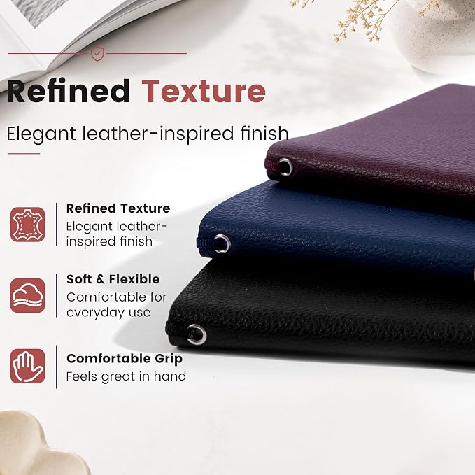 CAGIE Lined Journal Notebooks 3 Pack, 176 Pages Each, A5 Softcover, College Ruled, 100 GSM Thick Paper, for Work, Writing, School (Black, Navy Blue, Burgundy) (5.7'' x 8.3'')