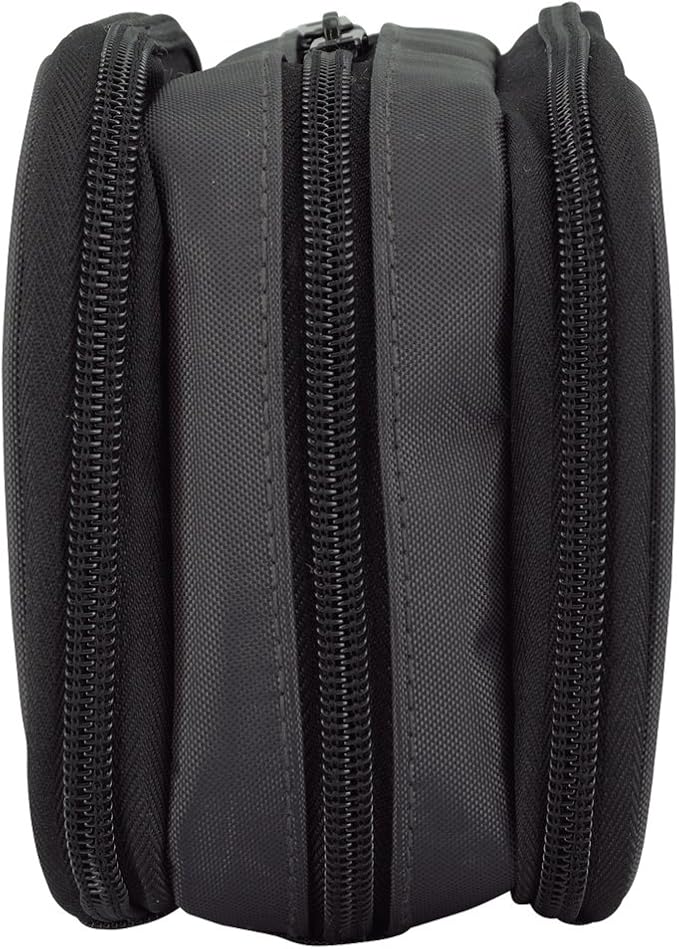 LIHITLAB Large Capacity Triple Zipper Pencil Case For School Office College, Big Capacity 8 Compartments Pencil Bag Holder Adults Teen Boys Girls, Travel Cosmetics Storage, Black (A7556-24)
