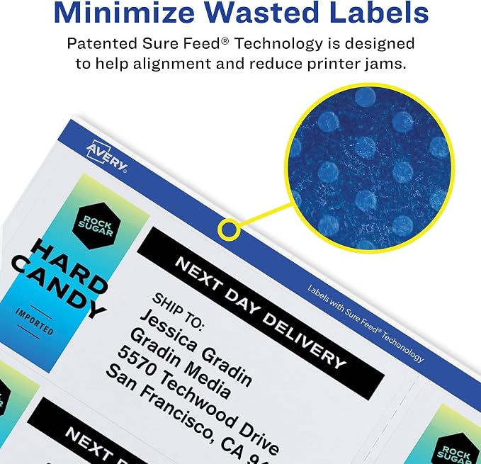 Avery Crystal Clear Address Labels for Laser & Inkjet Printers, 2" x 4", 100 Labels, 5 Packs (6522)