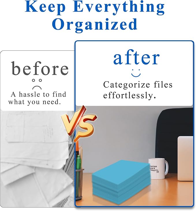 Zzrywuty File folders with Pockets,Light Blue Two folders for documents,50 Pack Paper Folders with Card Slot,Letter Size,School Students,Business,Home and Office Workers