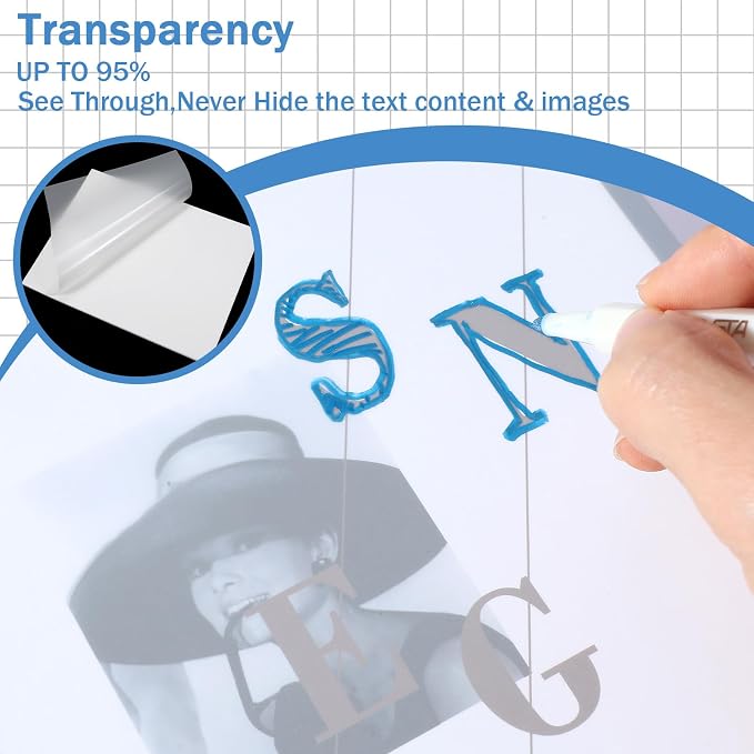200 Sheets Large Transparent Sticky Notes, 11x8.5 Inch See Through Sticky Notes - Clear Waterproof Translucent Self-Adhesive Paper, PET Material, Ideal for Office Annotating & Organizing