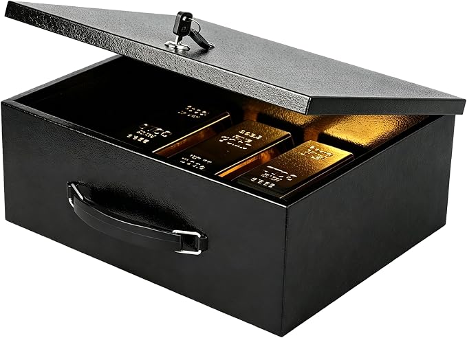 xydled Fire Resistant Safe Fire Safe Box with Key Lock for Home Office Security Storage for Valuables Documents,13.2"x 11"x 5.1" Inch,Black